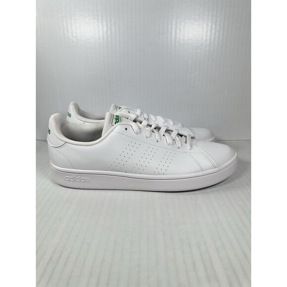 Size 10 Men’s Adidas Advantage Base Sneaker Shoes White Green GW2063 NEW - Picture 1 of 8